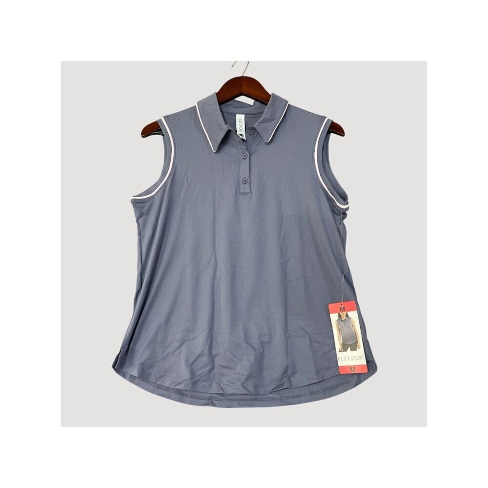 NWT Elle Sport Women’s M Gray Sleeveless Polo Shirt Athletic Top